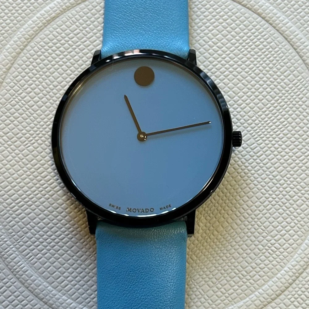 Movado Modern 47 Watch With 40mm Blue Face & Blue Leather Band